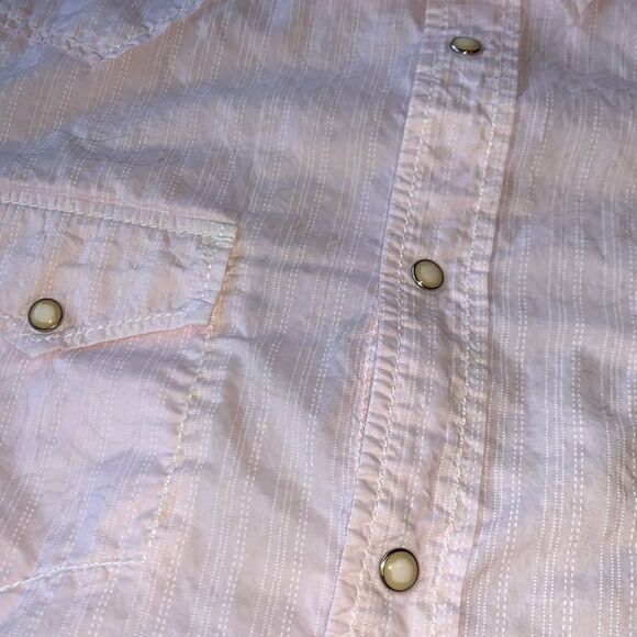 Men’s Light Pink White Western Style Long Sleeve Cowboy Shirt Size L - Picture 4 of 9